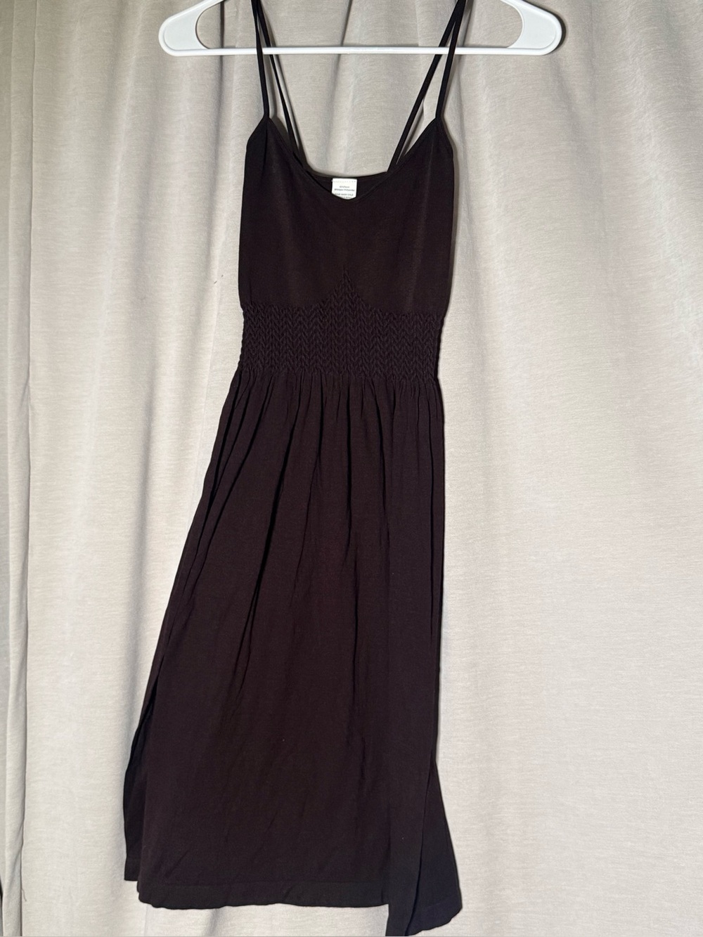 Vintage Unbranded Smocked Midi Dress Chocolate Brown One Size